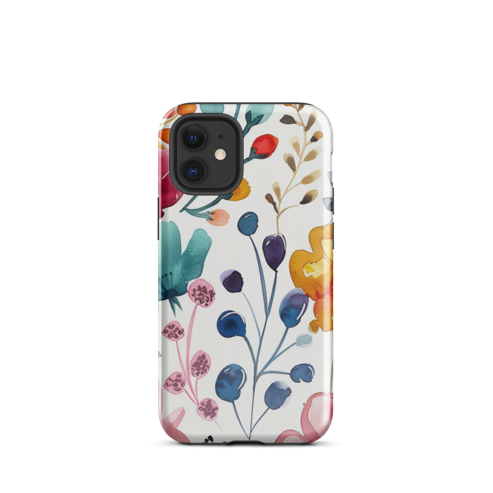 Whimsy Flora botanical Tough Case for iPhone 12, rear view