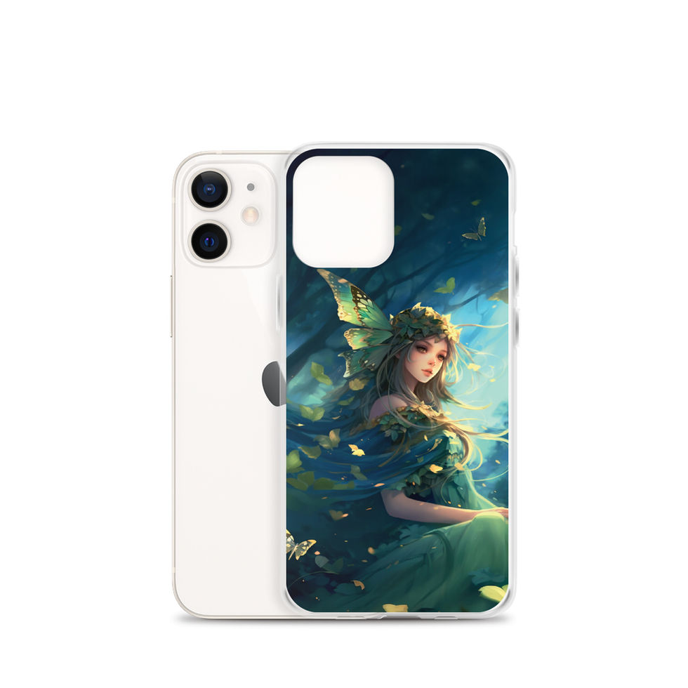 Forest Enchantress iPhone clear case with warm light on the woman’s hair