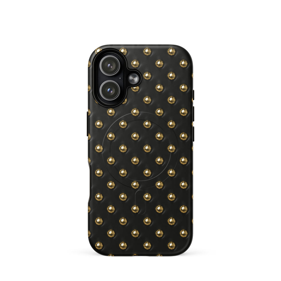 Onyx Gold Dots magsafe case for iPhone 17, gold-look dots on onyx black
