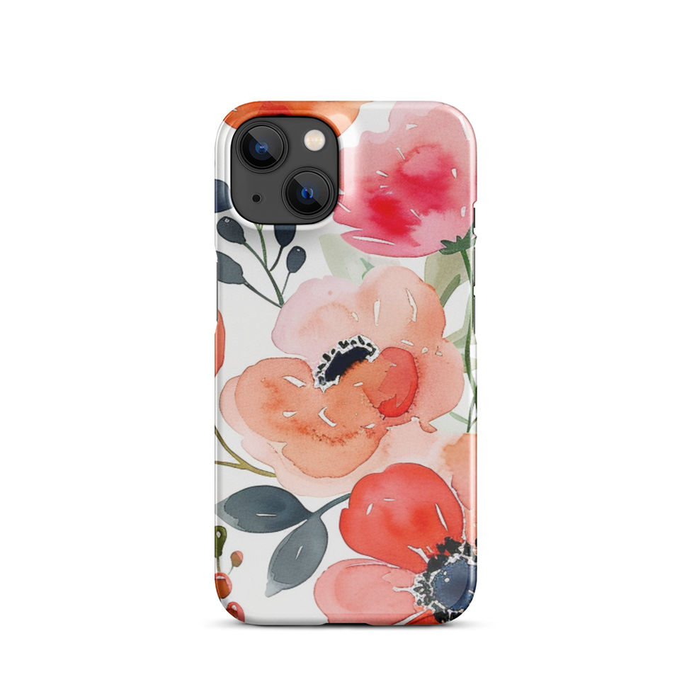 Vibrance Bloom snap case for iPhone 14 Plus with vivid coral, pink and orange painted flowers, gallery image 13