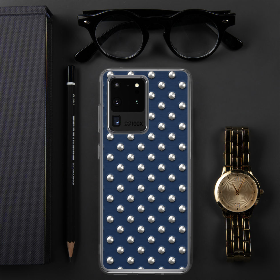 Midnight Silver Dots clear case for Samsung Galaxy S20 Ultra, silver-look dots on navy blue