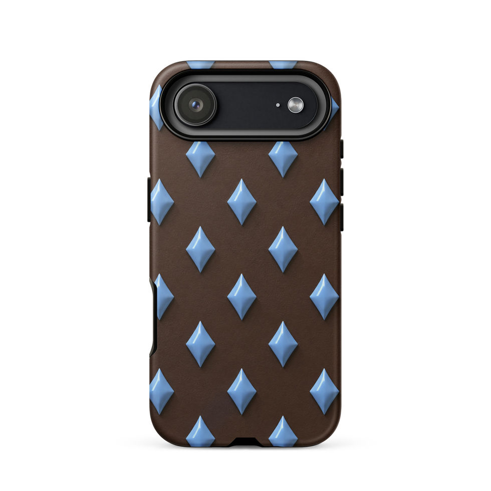 Cocoa Sky Diamonds tough case for iPhone 17 Air, sky blue diamonds on cocoa brown