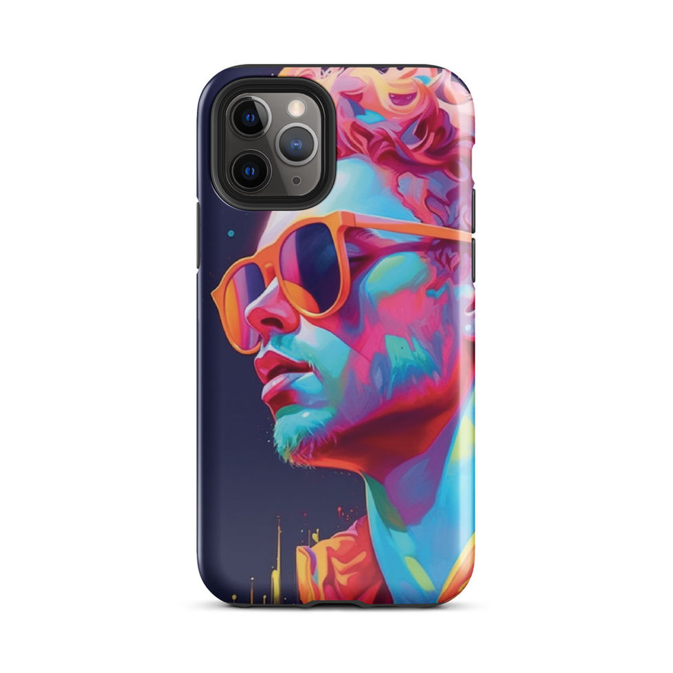 Neon Rebel portrait on a deep-blue tough iPhone case — gallery view 03