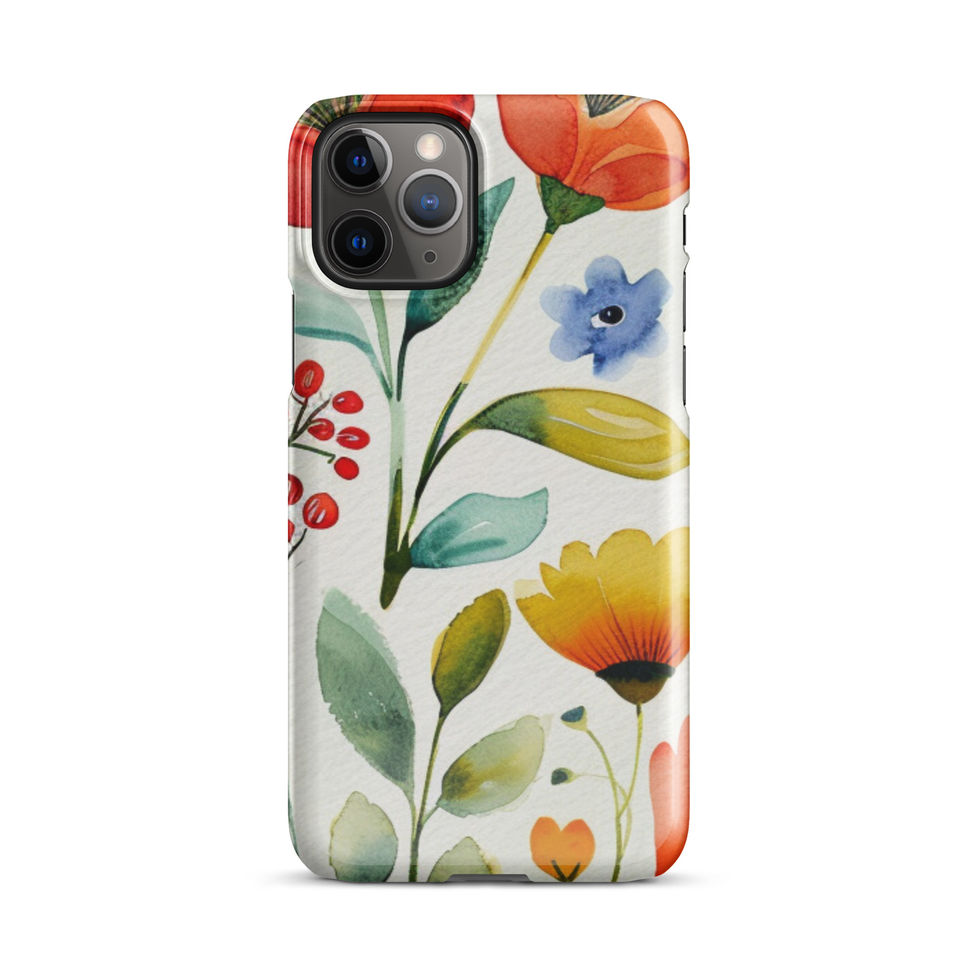 Meadow Daydream snap case for iPhone 11 Pro Max, hand-drawn sunflower meadow artwork, fitted phone view, image 3