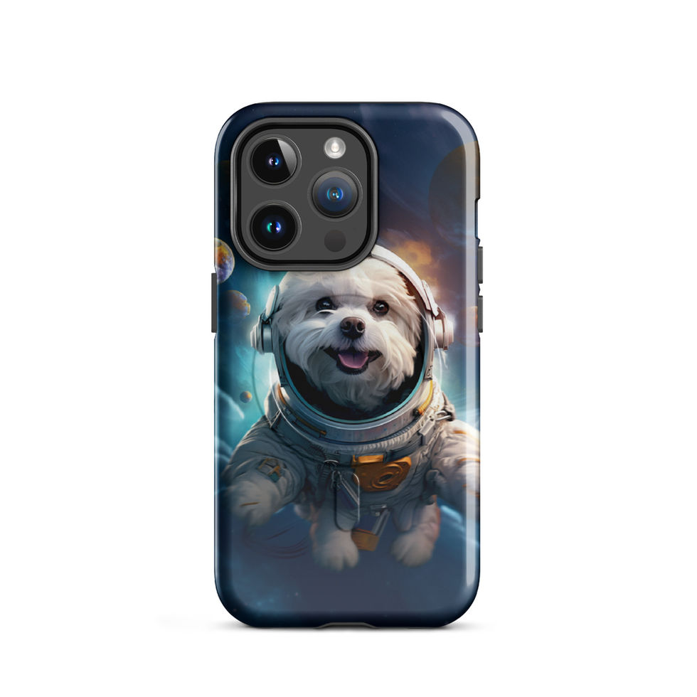 Galactic Voyager cosmic dog MagSafe iPhone case — camera cutout detail 04