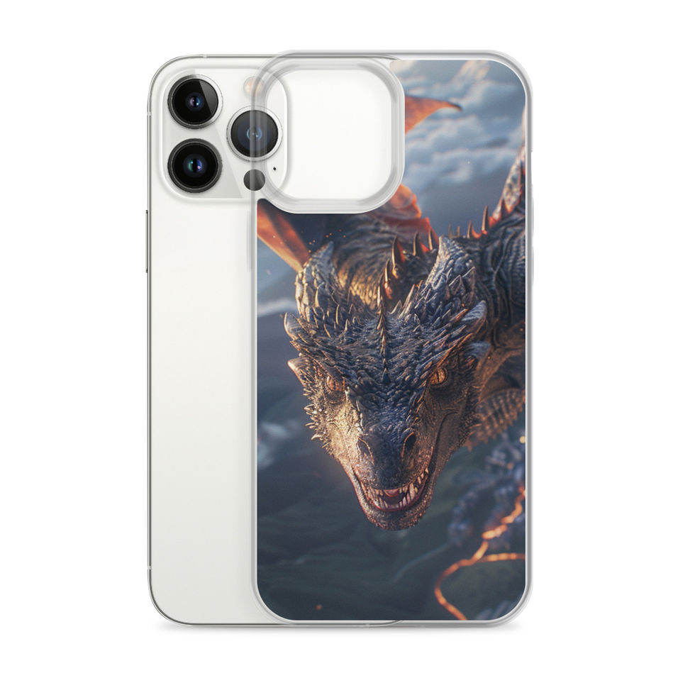 Infernal Flight fire dragon clear case for iPhone 15 โ rear artwork view 19
