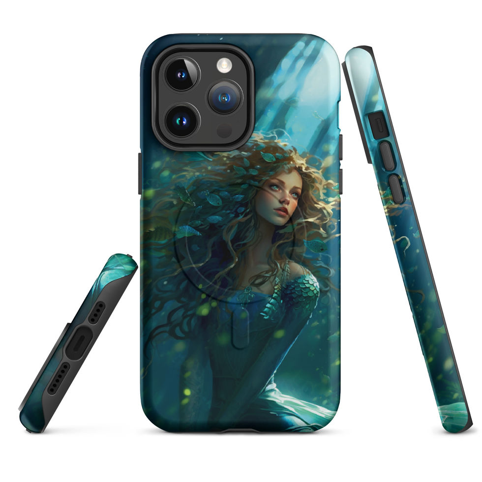 Ocean Enchantress MagSafe iPhone case shown with its side profile, featuring golden light falling across an ocean scene.