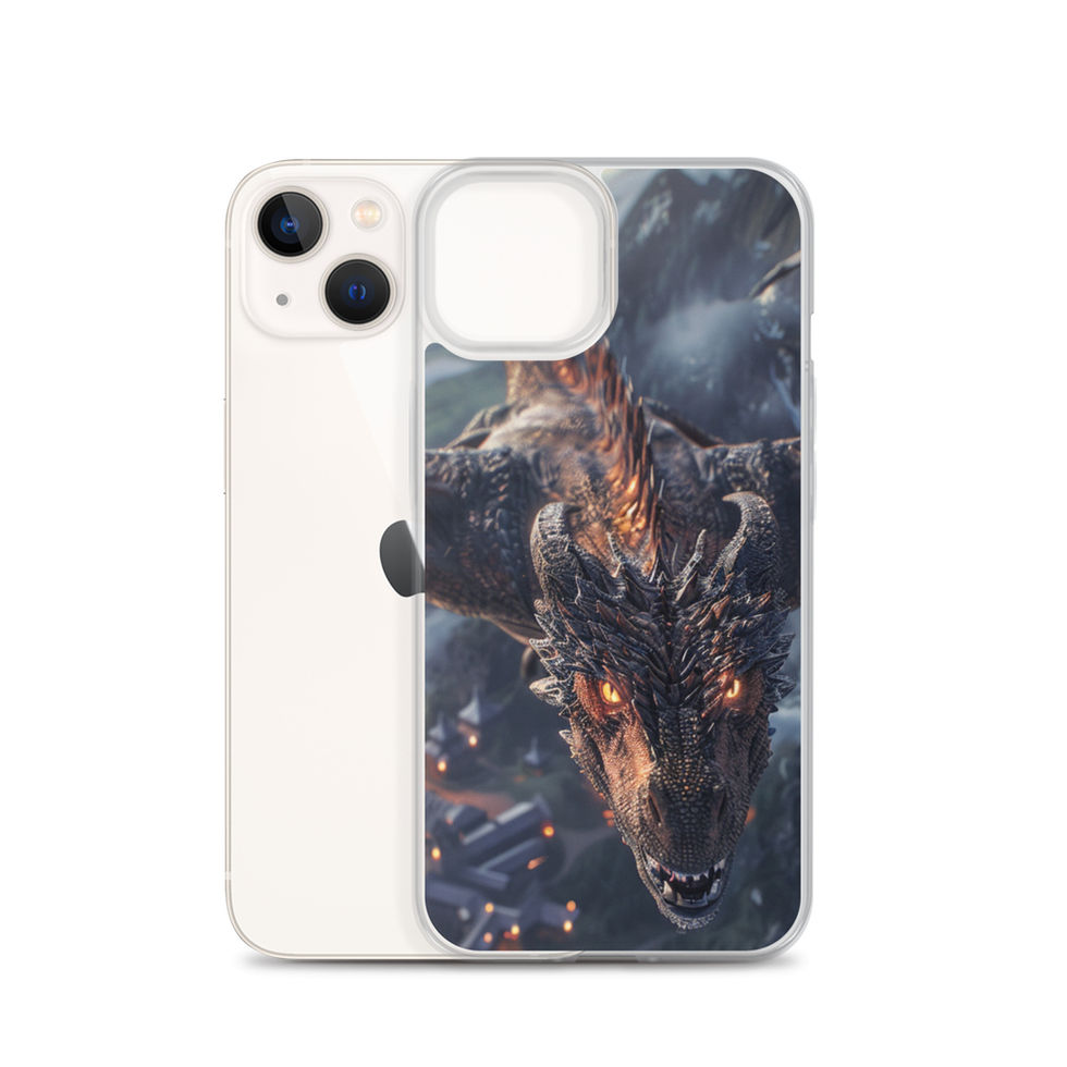 Shadowflame Fury fire dragon clear case for iPhone 16 โ rear artwork view 23