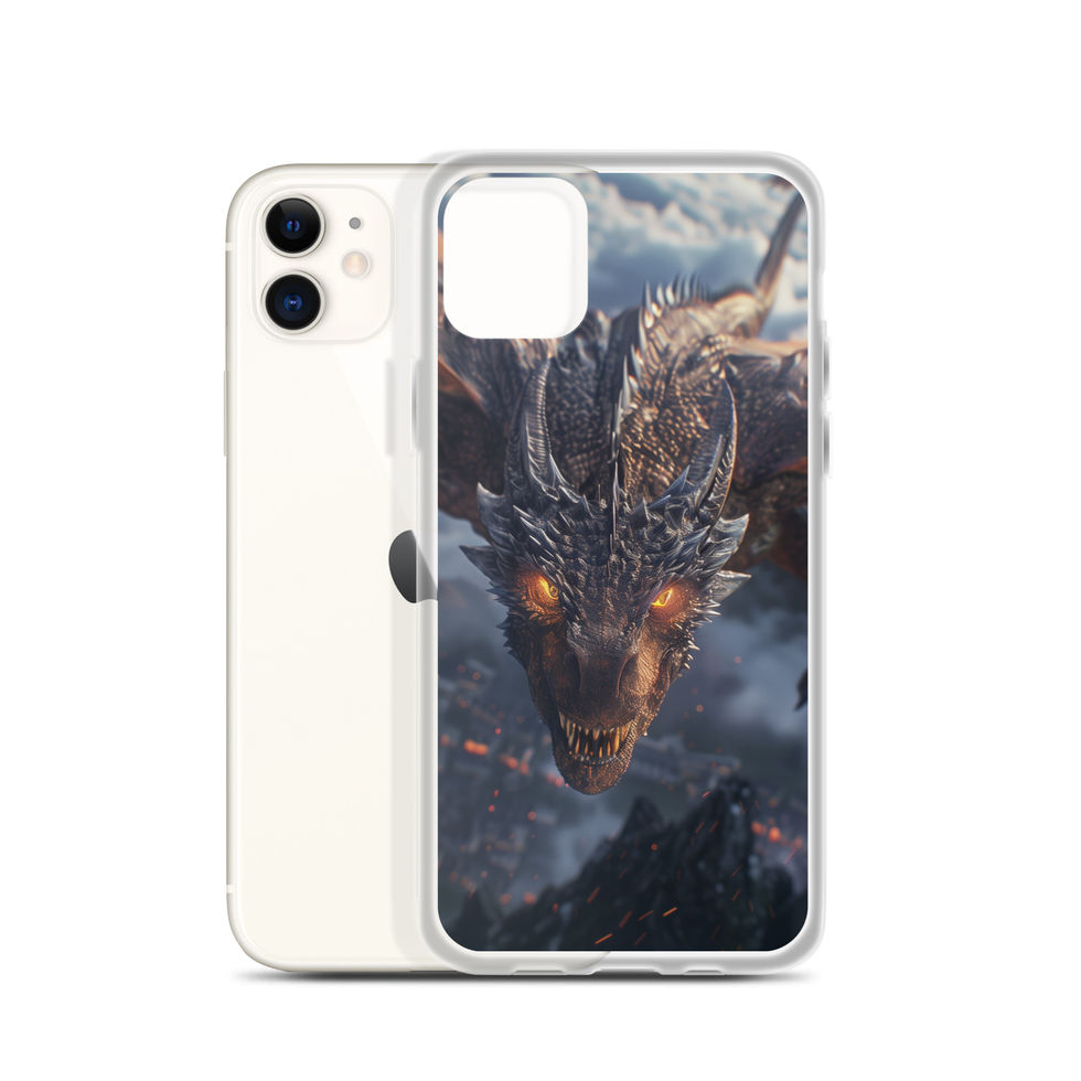 Emberstorm Dominance fire dragon clear case for iPhone 12 – rear artwork view 7