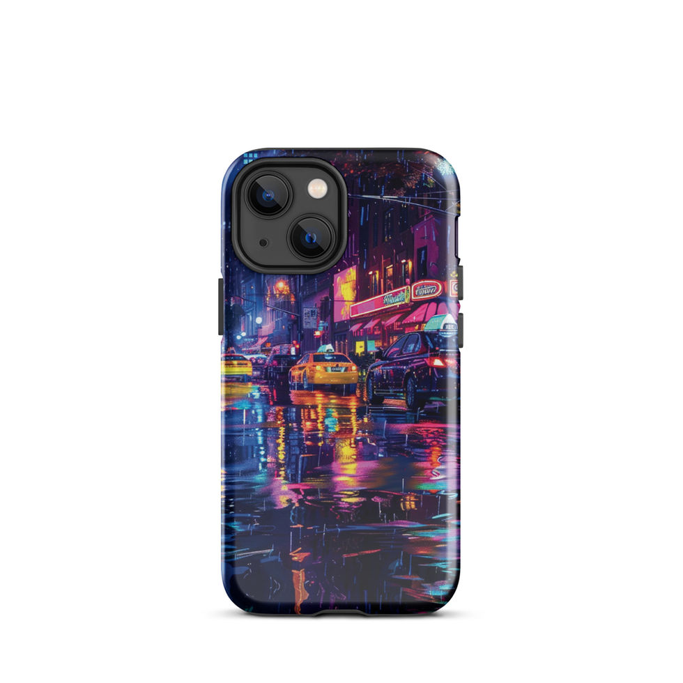 Neon City Nights glowing urban street artwork on a protective tough iPhone case — gallery view 09