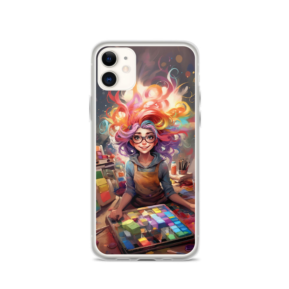 Creative Sparks colourful neon portrait on clear iPhone case — gallery view 06