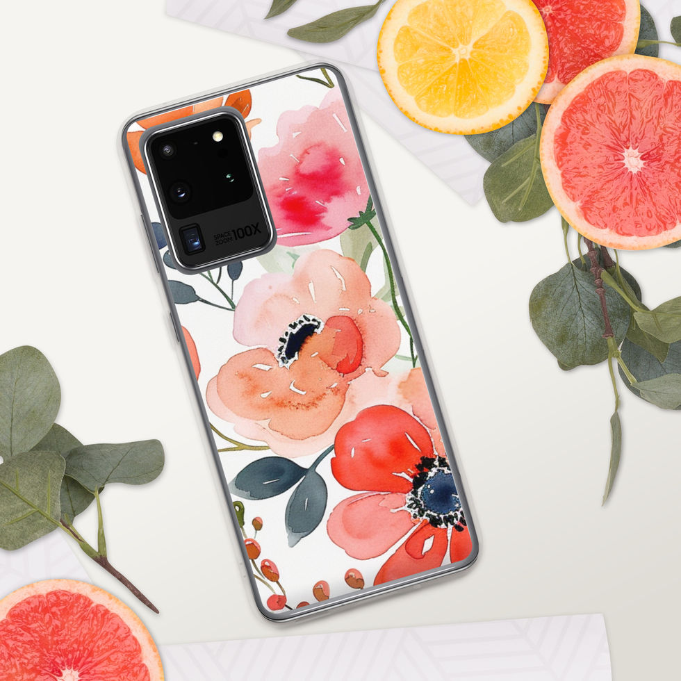 Vibrance Bloom clear case for Samsung Galaxy S21 in a bright citrus and floral flat lay, gallery image 5