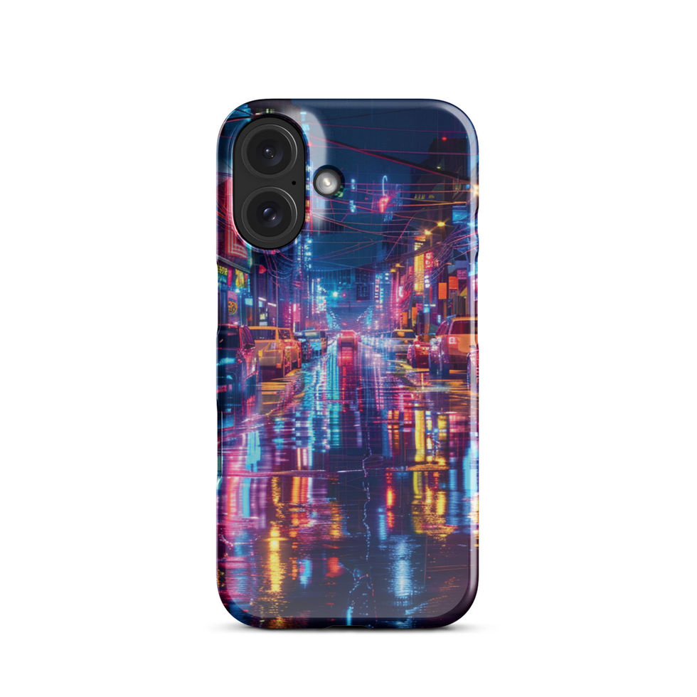 Neon Velocity snap iPhone case with high-speed neon car and city artwork — gallery view 01