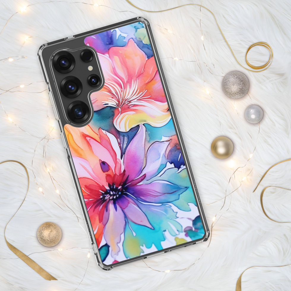 Wild Bloom Whispers Clear Case for Samsung, colourful floral camera cutout view 11