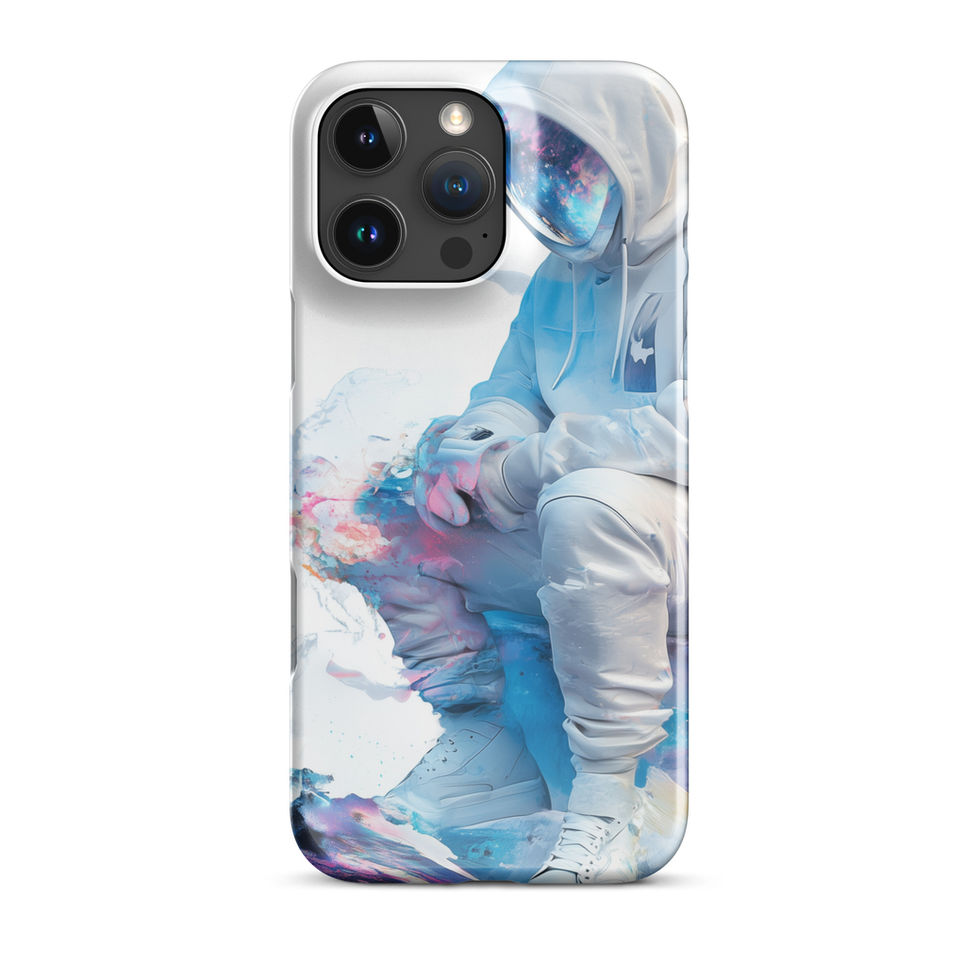 Fluro Space Traveller astronaut artwork on a slim snap iPhone case — gallery image 23