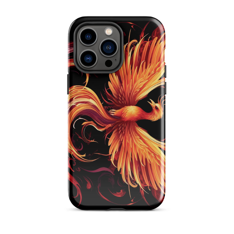 Majestic eagle-mockup-16 showing Inferno Majesty artwork on an iPhone tough phone case