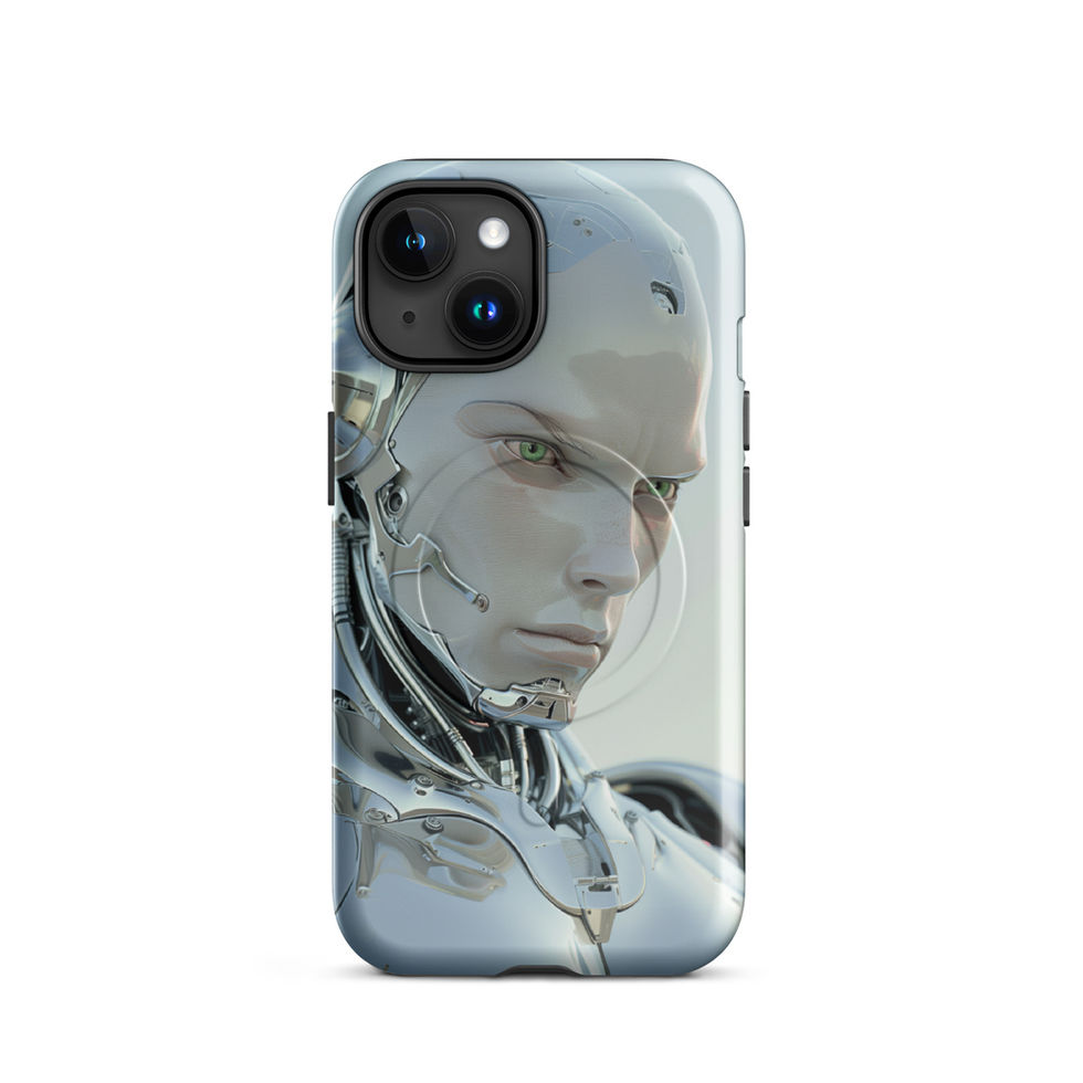 Chrome Sentinel MagSafe iPhone case — smooth silver facial plating beside the iPhone camera opening