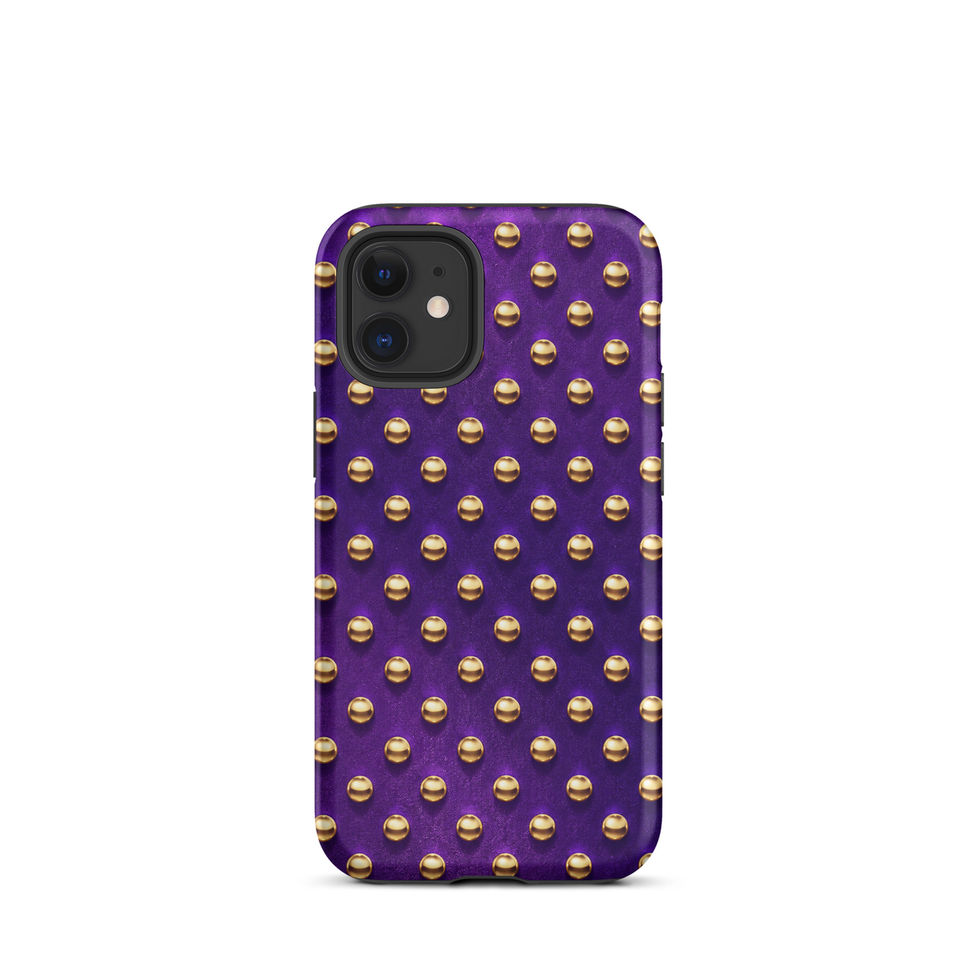 Amethyst Gold Dots tough case for iPhone 12 mini, gold-look dots on amethyst purple