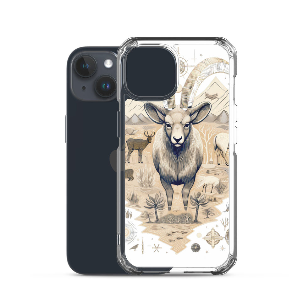 Nomadic ram-mockup-38 showing Nomadic Spirit artwork on an iPhone clear phone case