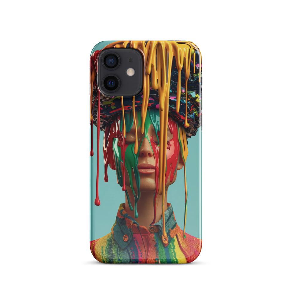 Drip Royale slim snap case for iPhone with vivid neon paint-drip portrait, handheld preview, preview 6