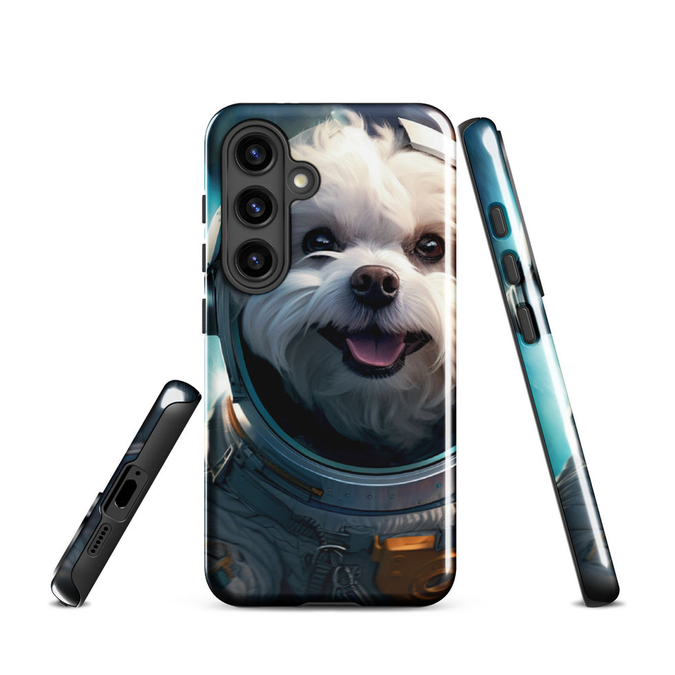 Cosmo Pup galaxy dog Samsung tough case โ front artwork view in bright lifestyle scene