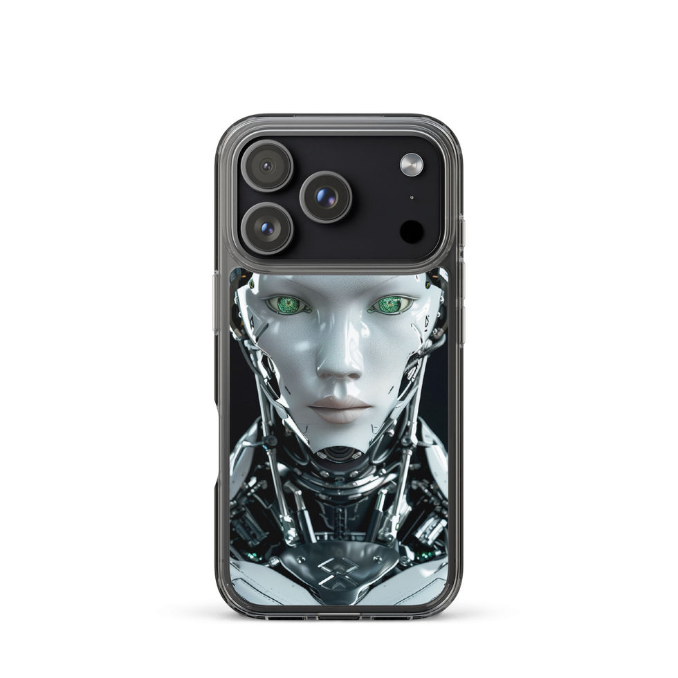 Emerald Ascension artwork with precise mechanical features; full artwork view on an iPhone® Clear Case.
