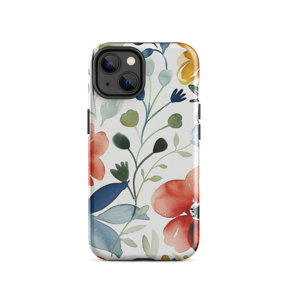Watercolour Bloom tough case for iPhone 14 Plus, protective orange-and-green floral painting, image 13