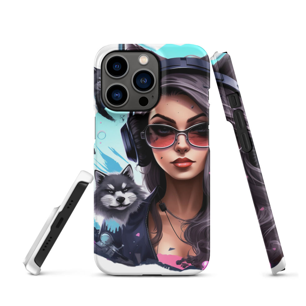 Shadow Huntress iPhone Snap Case with dark jacket around the shoulders