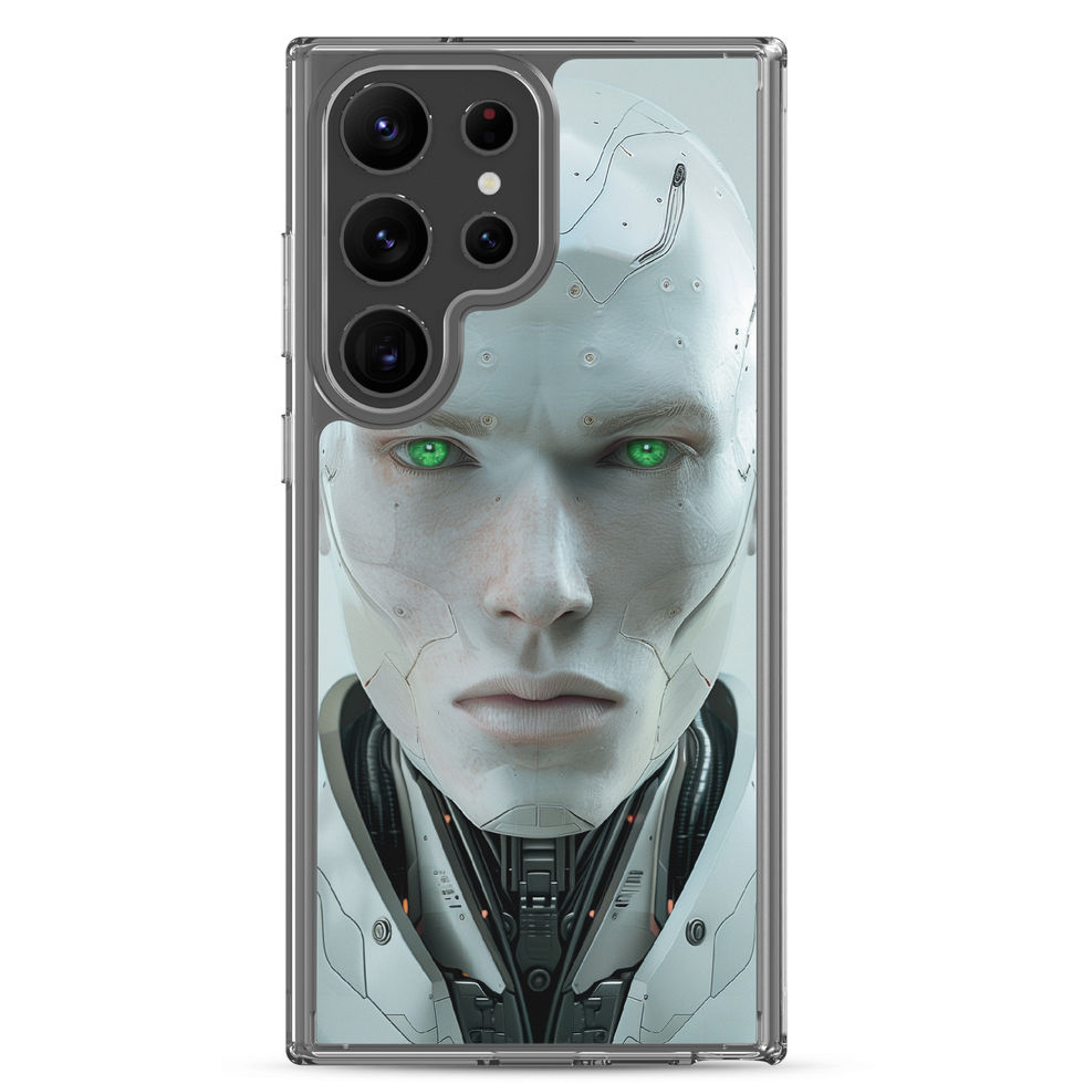 precision-engineered sentinel on Samsung clear protective case, angled phone case presentation