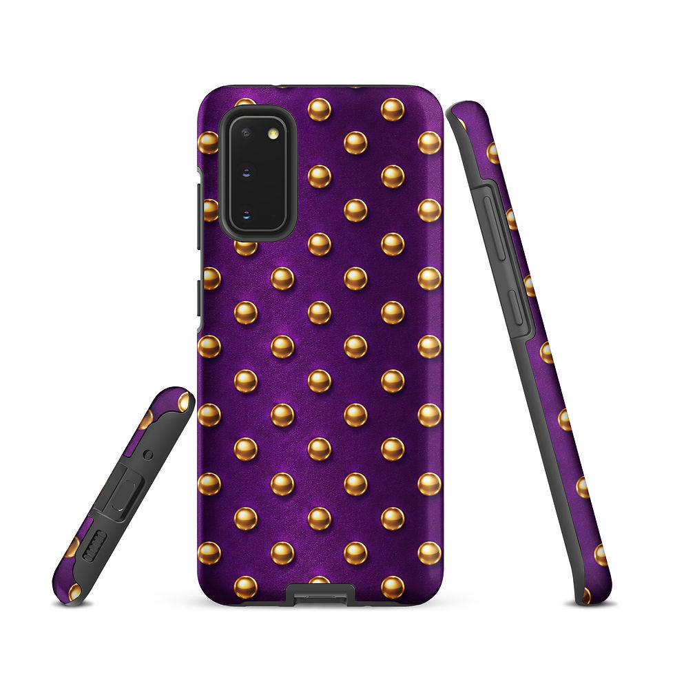 Plum Royale Dots tough case for Samsung Galaxy S20, gold-look dots on plum purple