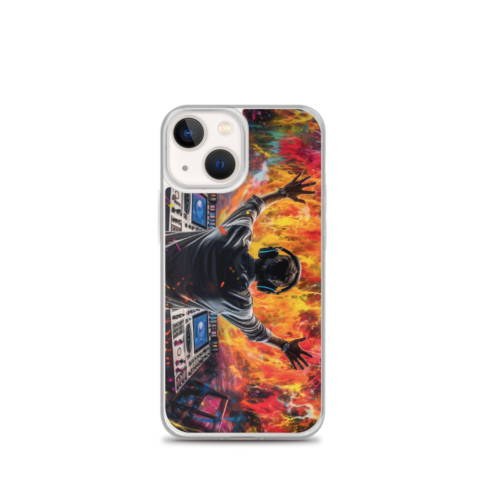 Neon Soundwave glowing music-wave design on a transparent iPhone case, gallery image 16 of 50
