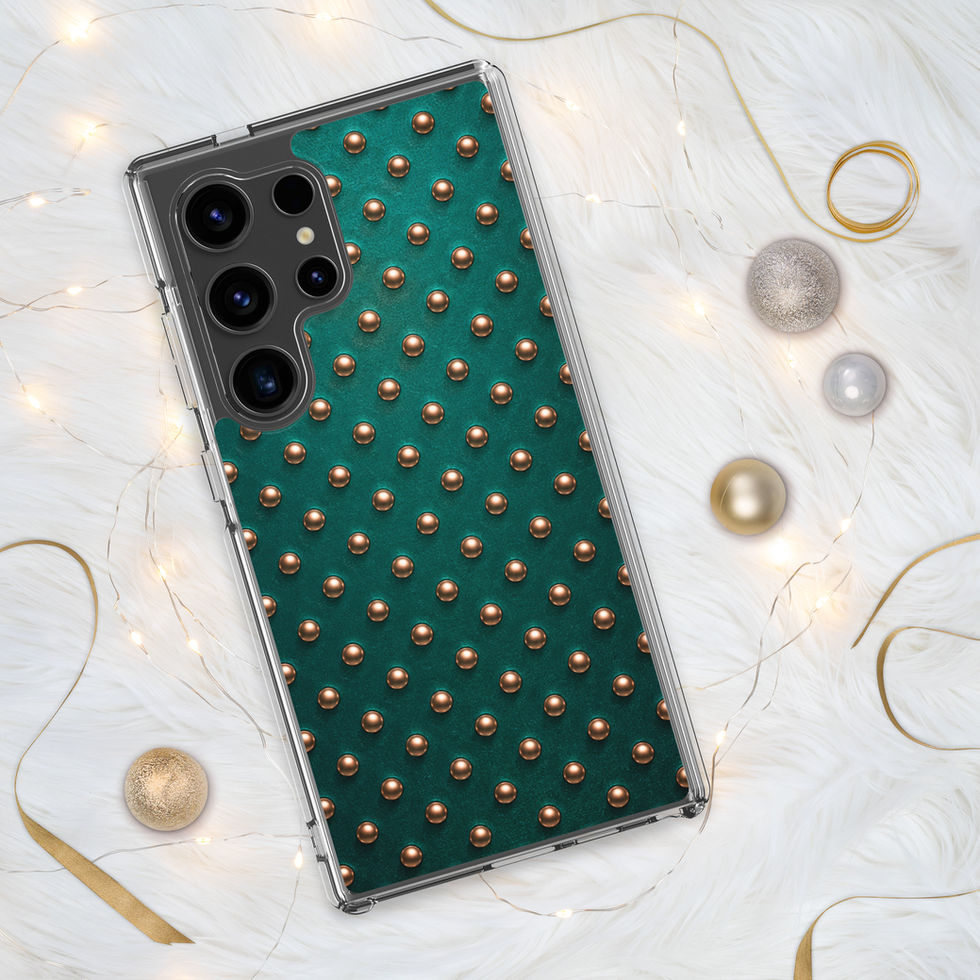 Teal Copper Dots clear case for Samsung Galaxy S24 Ultra, copper-look dots on teal