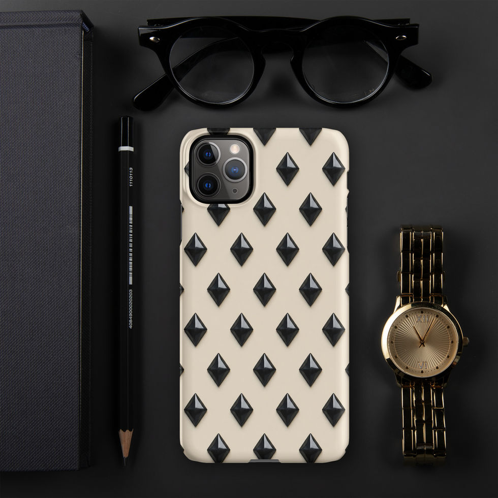Ivory Noir Diamonds snap case for iPhone 11 Pro Max, glossy black diamonds on ivory cream
