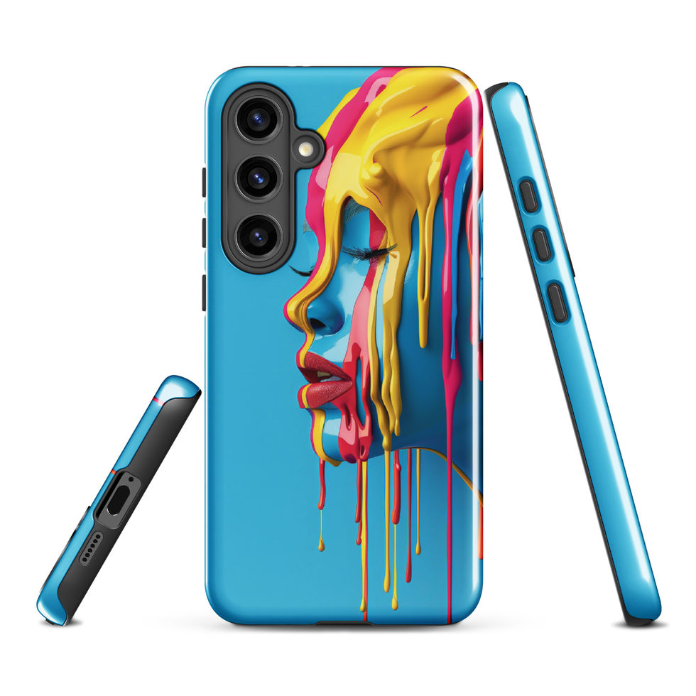 Melted Serenity tough case for Samsung with peaceful flowing portrait art, front angle, preview 9