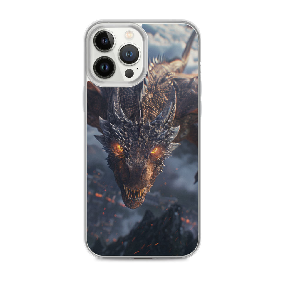 Emberstorm Dominance fire dragon clear case for iPhone 15 Pro – rear artwork view 18