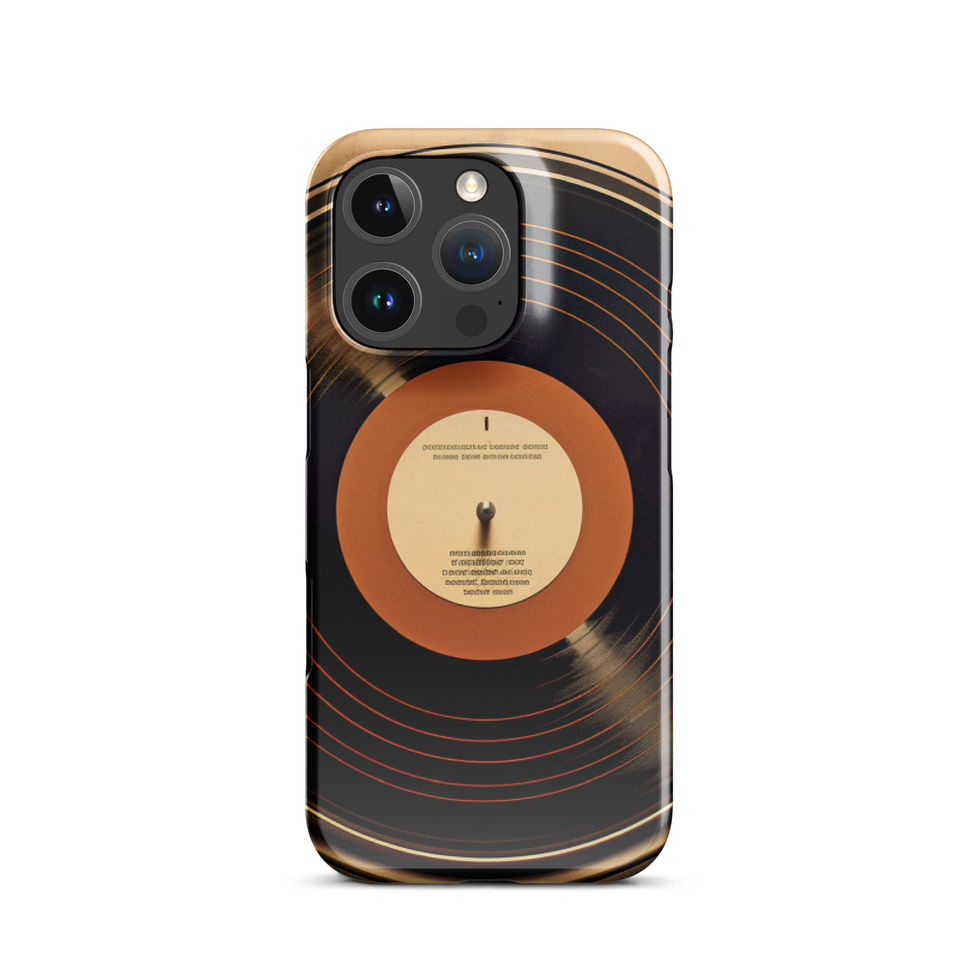 Vintage Vibes slim iPhone Snap Case close view of the camera opening and vinyl pattern, image 22.