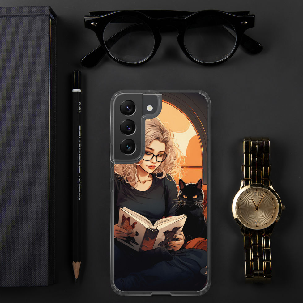 Literary Haven clear Samsung case with stylized woman’s face