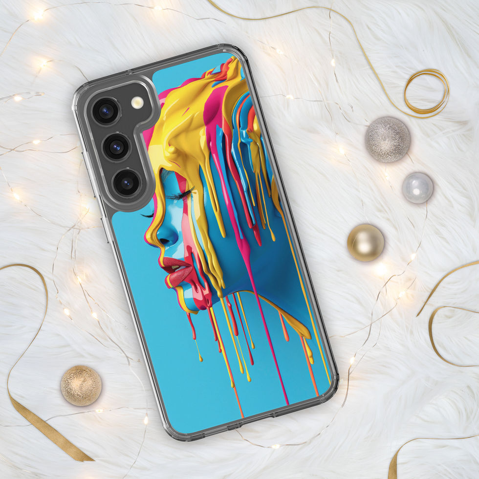 Melted Serenity clear case for Samsung with calm surreal portrait artwork, close-up artwork detail, preview 13