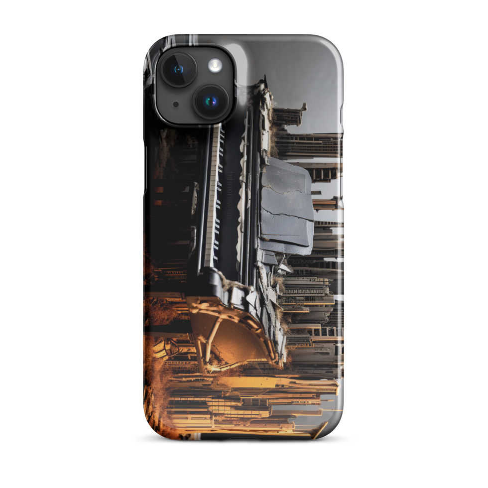 Urban Symphony slim iPhone Snap Case soft grey background, showing the piano and city artwork, image 18.