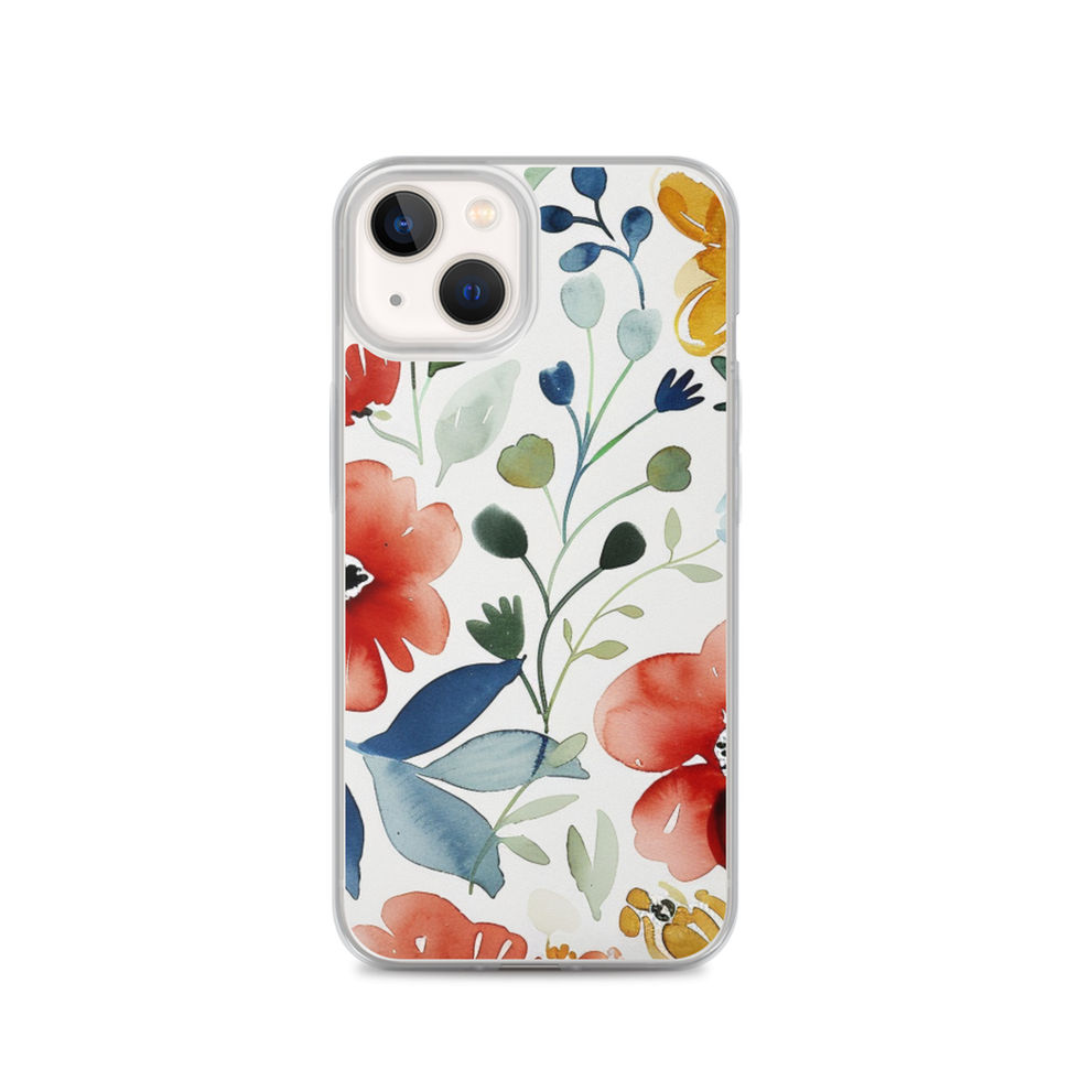 Watercolour Bloom clear case for iPhone 16 Pro, vibrant orange-and-green floral painting, image 22