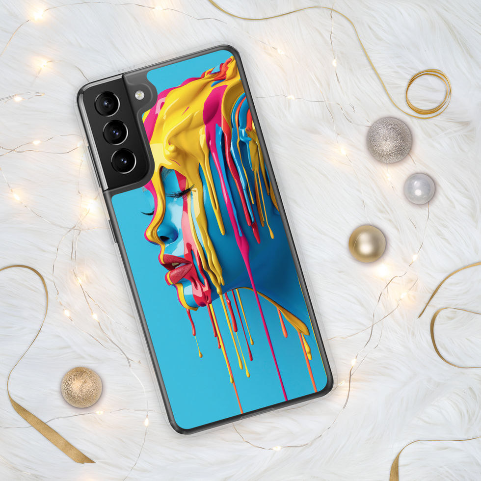Melted Serenity clear case for Samsung with calm surreal portrait artwork, camera-cutout detail, preview 5