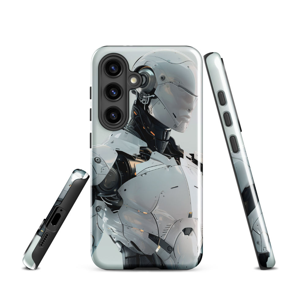 Titan Vanguard tough Samsung case, modern robot phone case for Samsung in white, black and grey