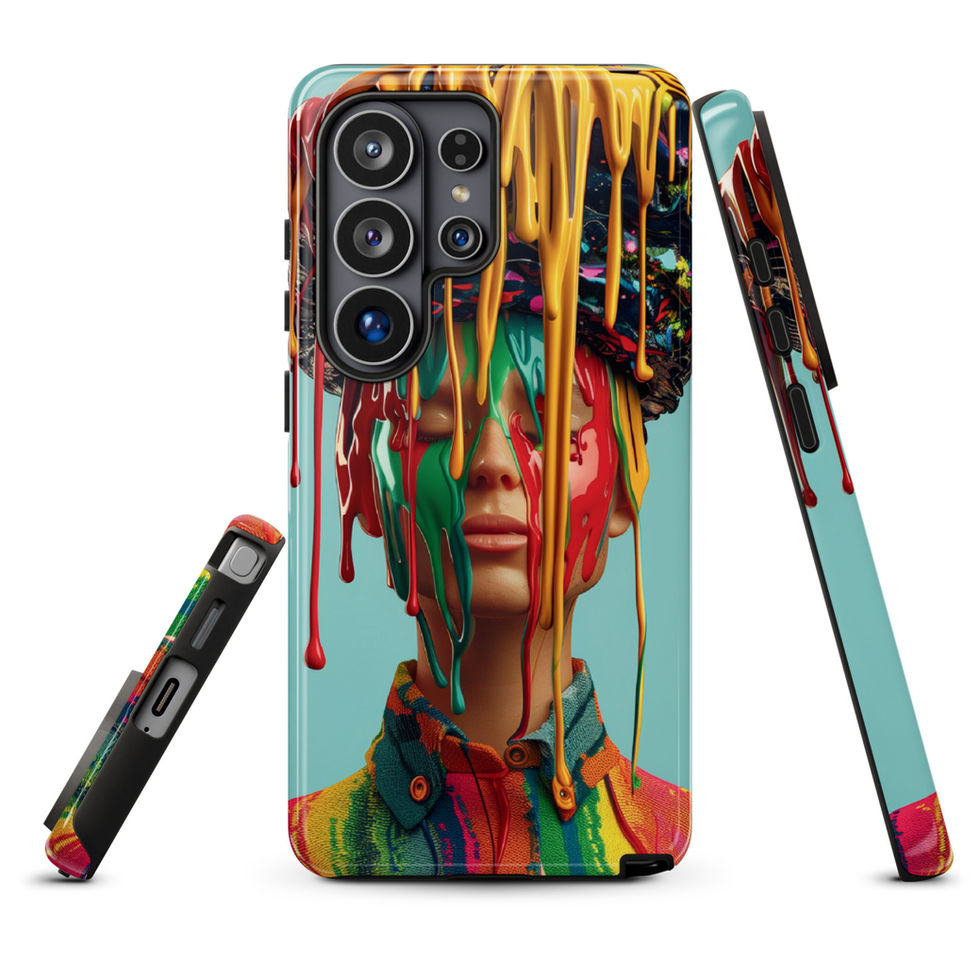 Drip Royale tough Samsung Galaxy case with vivid neon paint-drip portrait, clean studio view, preview 15