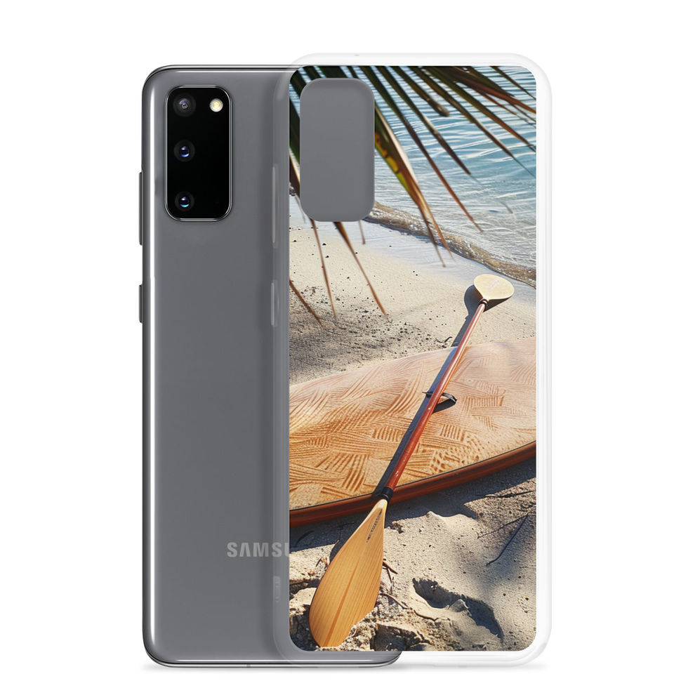 Driftwood Escape Clear case for Samsung showing quiet coastal scene with light surf