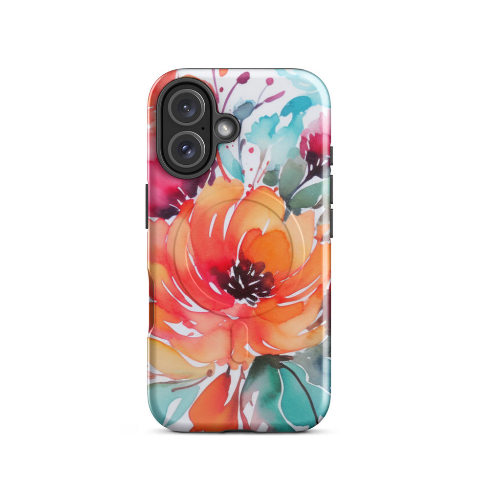 Burnt Bloom Rhapsody iPhone 16 Plus case with vivid flowers and built-in MagSafe® magnets