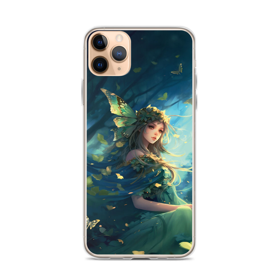 Forest Enchantress iPhone clear case with golden light across the figure