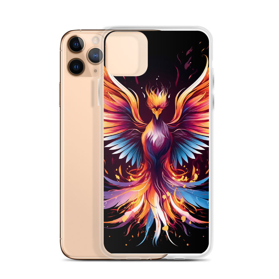 Fiery eagle-mockup-02 showing Eternal Flame artwork on an iPhone clear phone case
