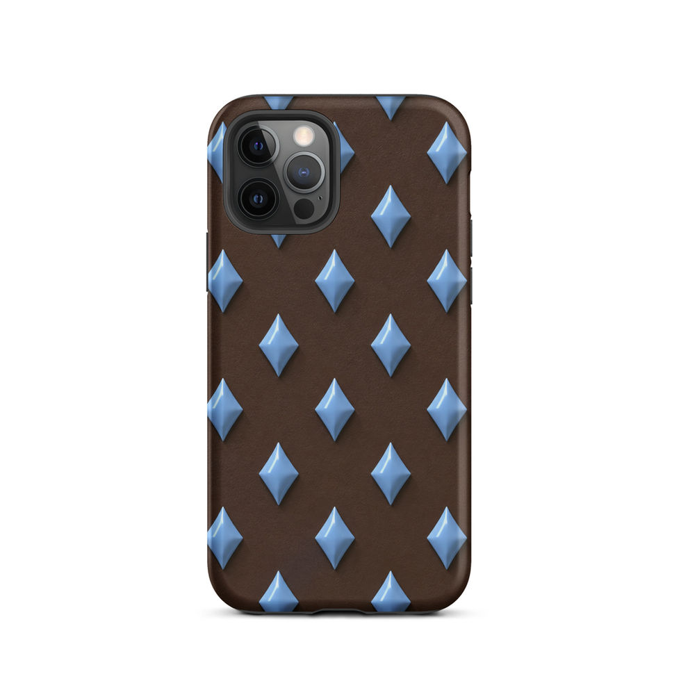 Cocoa Sky Diamonds tough case for iPhone 12 Pro, sky blue diamonds on cocoa brown