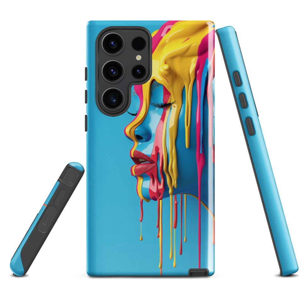 Melted Serenity tough case for Samsung with peaceful flowing portrait art, clean studio view, preview 7