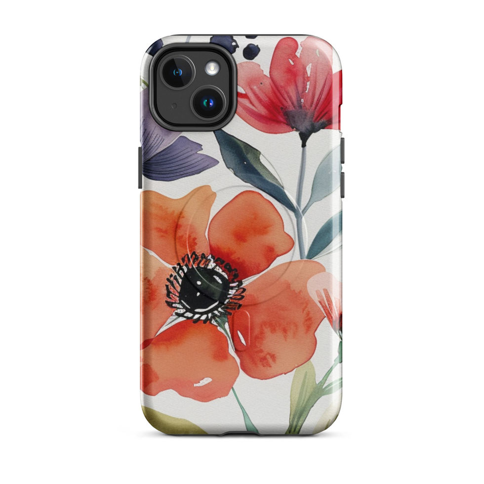 Autumn Petal Poise coral poppy MagSafe tough iPhone case, magnetic floral product image 3 of 14